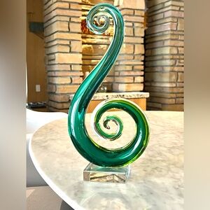 MURANO Green Glass Swirl Sculpture